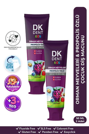 DKDENT Orman Meyveli Florürsüz Çocuk Diş Macunu 50 ml x 2 Adet