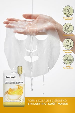 Dermokil PDRN & Kolajen ve Ginseng  Sıkılaştırıcı Kağıt Yüz Maskesi 25 g