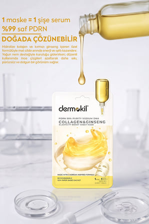 Dermokil PDRN & Kolajen ve Ginseng  Sıkılaştırıcı Kağıt Yüz Maskesi 25 g