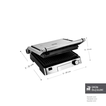 Karaca Biogranit 6 Dilim Kapasiteli Paslanmaz Çelik Izgara ve Tost Makinesi Inox 2000W