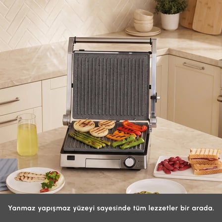 Karaca Biogranit 6 Dilim Kapasiteli Paslanmaz Çelik Izgara ve Tost Makinesi Inox 2000W