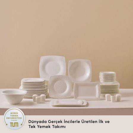 Karaca Fine Pearl Helen 58 Parça 12 Kişilik Kare Yemek Takımı