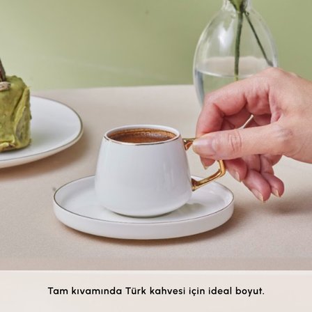 Karaca Streamline Saturn 6 Kişilik Kahve Fincan Takımı 100 ml Gold