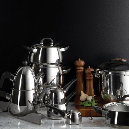Karaca Powersteel Pro 316+ Tokyo Çelik İndüksiyon Tabanlı Maxi Çaydanlık Takımı 1,25L & 2,9L