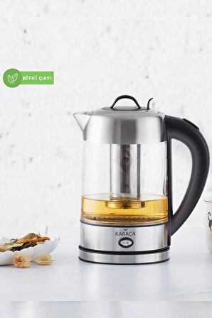 Cam Inox Bitki Çayı Makinesi Ve Su Isıtıcı Kettle 2202,led Işıklı, Yüksek Borosilikat Gövde