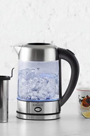 Cam Inox Bitki Çayı Makinesi Ve Su Isıtıcı Kettle 2202,led Işıklı, Yüksek Borosilikat Gövde