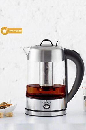 Cam Inox Bitki Çayı Makinesi Ve Su Isıtıcı Kettle 2202,led Işıklı, Yüksek Borosilikat Gövde