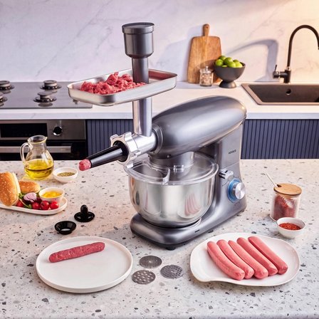 Karaca Multichef Kıyma Çekme /Sucuk-Sosis/İçli Köfte Aparatlı Hamur Yoğurma Makinesi Antrasit 1900W 5,5L