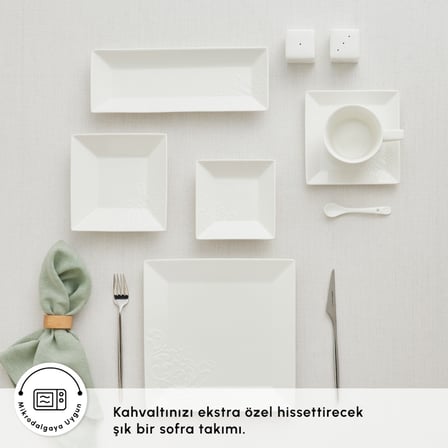 Karaca Forever Bone Trend Emboss 32 Parça 6 Kişilik Kahvaltı Takımı