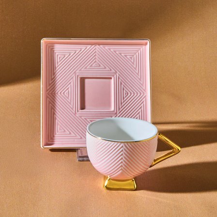 Karaca Art Deco 2 Kişilik Kahve Fincan Takımı 80 ml Pembe