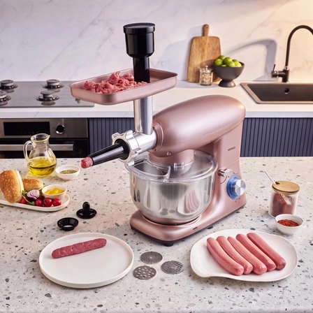 Karaca Multichef Kıyma Çekme /Sucuk-Sosis/İçli Köfte Aparatlı Hamur Yoğurma Makinesi  Rosegold  1900W 5,5L