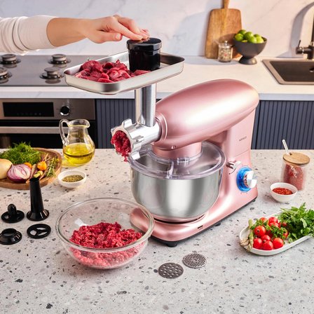 Karaca Multichef Kıyma Çekme /Sucuk-Sosis/İçli Köfte Aparatlı Hamur Yoğurma Makinesi  Rosegold  1900W 5,5L
