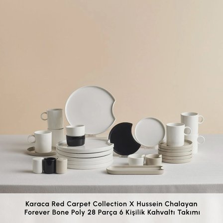 Karaca Red Carpet Collection X Hussein Chalayan Forever Bone Poly 28 Parça 6 Kişilik Kahvaltı Takımı