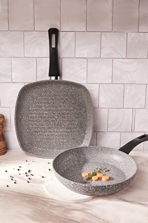 Karaca Gris Bio Granit Tava ve Grill Seti