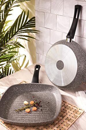 Karaca Gris Bio Granit Tava ve Grill Seti