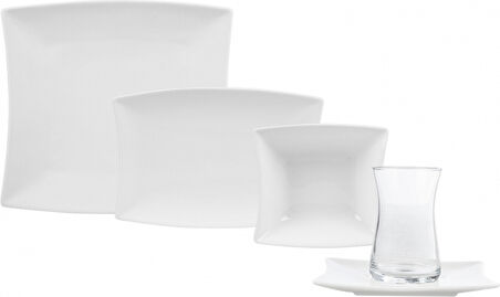 Karaca New Perfect White Porselen 26 Parça 6 Kişilik Kare Kahvaltı/servis Takımı