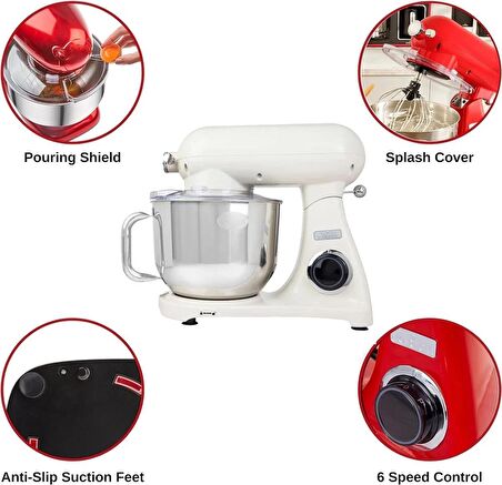 (OUTLET) Karaca Powercast Chef Döküm Stand Mikser 1800 W 6.2 lt Mutfak Şefi Cream