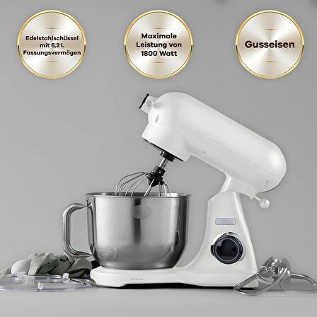 (OUTLET) Karaca Powercast Chef Döküm Stand Mikser 1800 W 6.2 lt Mutfak Şefi Cream