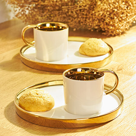 Karaca Levin Beyaz 2 Kişilik Kahve Fincan Takımı 100 ml Yeni Modern 987838