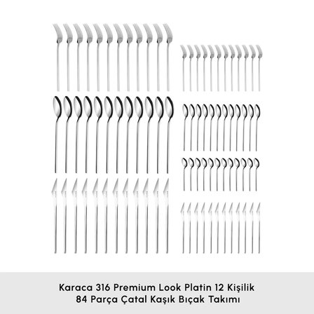 Karaca Red Carpet Collection 316 Premium Look Platin 12 Kişilik 84 Parça Çatal Kaşık Bıçak Takımı