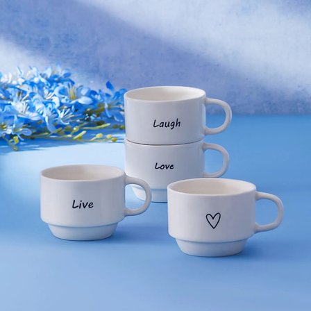 Karaca Lovely Laugh 4 Kişilik Espresso ve Kahve Fincan Takımı 100 ml