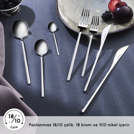 Karaca Elegance Focus Platin 12 Kişilik 84 Parça Çatal Kaşık Bıçak Takımı