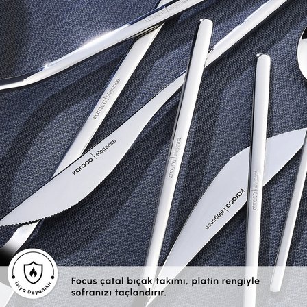 Karaca Elegance Focus Platin 12 Kişilik 84 Parça Çatal Kaşık Bıçak Takımı