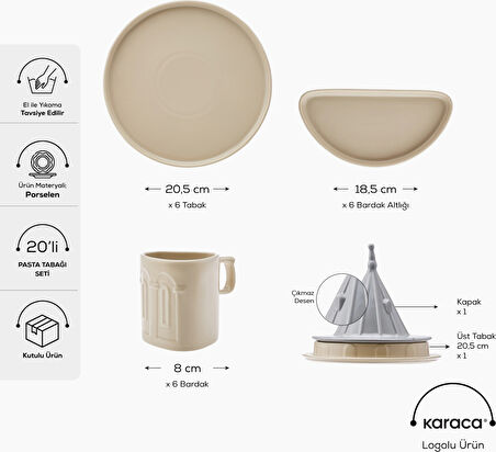 Karaca X İst Collection Galata Kulesi 20 Parça 6 Kişilik Pasta Takımı