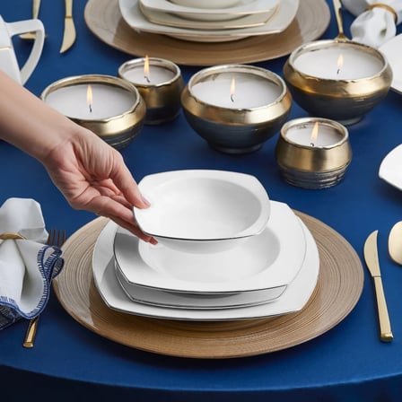 Karaca Chiara Fine Cream  60 Parça 12 Kişilik Porselen Yemek Takımı Platin