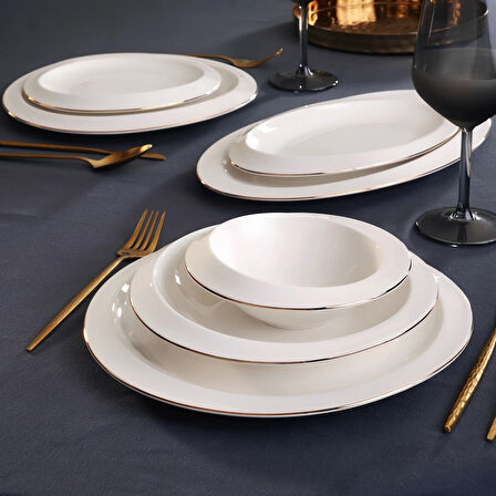 Karaca Streamline Horizon Gold Porselen 27 Parça 6 Kişilik Yemek Takımı