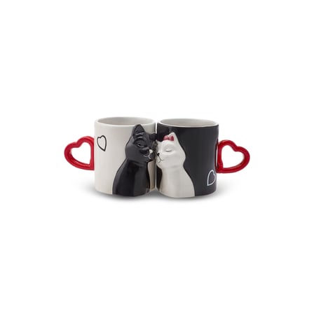 Karaca Love Cat Kalpli 2'li Kupa 310 ml