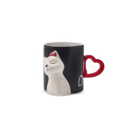 Karaca Love Cat Kalpli 2'li Kupa 310 ml