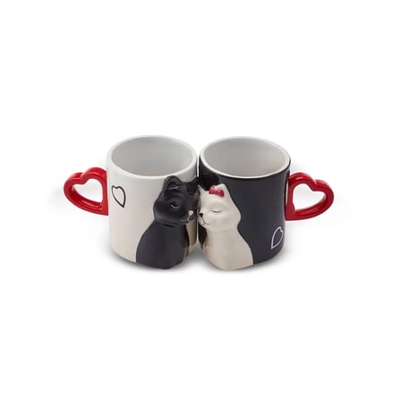 Karaca Love Cat Kalpli 2'li Kupa 310 ml
