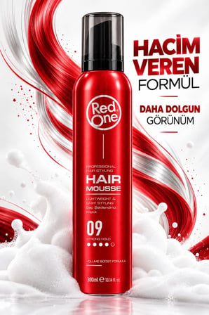 Redone Profesyonel Hair Styling Mousse Strong Hold No:9 & Kolay Şekillendirme, Güçlü Ve Esnek Tutuş 300 Ml 