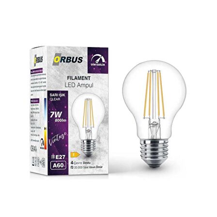 ORBUS 7W E27 Filament LED Ampul - Dim Edilebilir – DF60