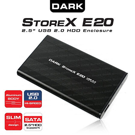 Dark Storex E20 2.5" USB 2.0 Full Alüminyum SATA Disk Kutusu (DK-AC-DSE20)