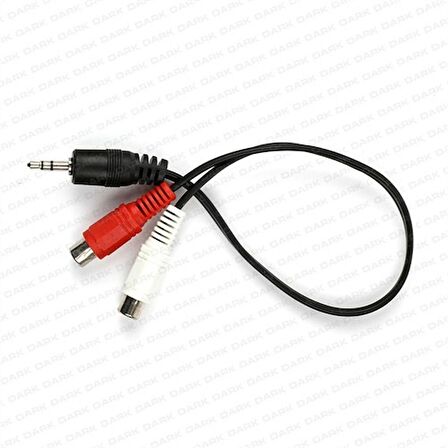 Dark 3.5mm Stereo Erkek - 2 x RCA Dişi (Analog Ses) Dönüştürücü Kablo