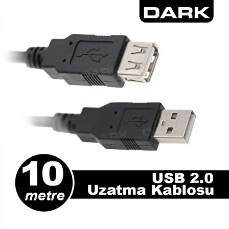 Dark DK-CB-USB2EXTL1000 10 Mt USB 2.0 to USB 2.0 Erkek-Dişi USB 2.0 Uzatma Kablosu