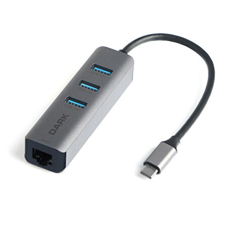 Dark DK-AC-U31X3GL USB 3.1 Type-C to RJ45 Gigabit 3 Port USB 3.0 1 Port USB Ethernet Kartı