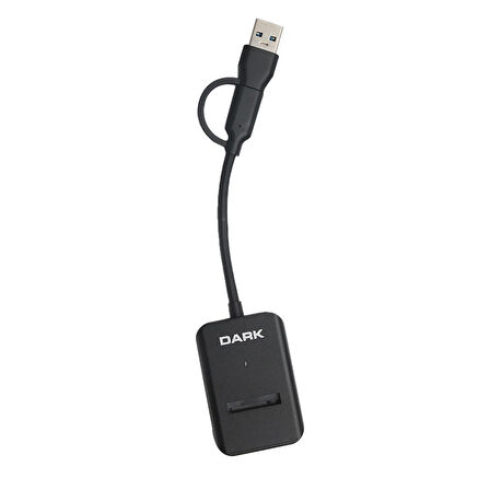 Dark USB-A + USB-C 10 Gbps Çift Başlıklı - M Key M.2 NVMe SSD & B+M Key SATA NGFF Taşınabilir TAK & ÇALIŞTIR Disk Yerleştirme Adaptörü (DK-AC-DSEM3)