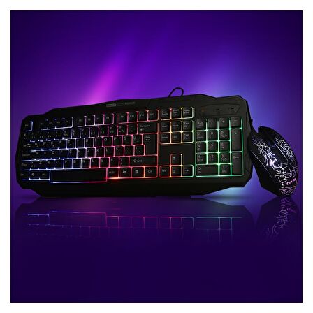 Dark Elite Force gkm1000 Rgb Aydınlatmalı Türkçe Q Oyuncu Klavye & Mouse Set