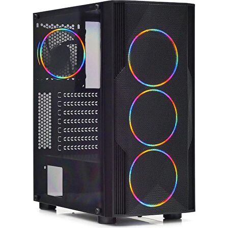 DARK  DİAMOND PRO MESH PSU YOK 4x12CM ARGB FAN MIDI TOWER MESHED SİYAH GAMING KASA