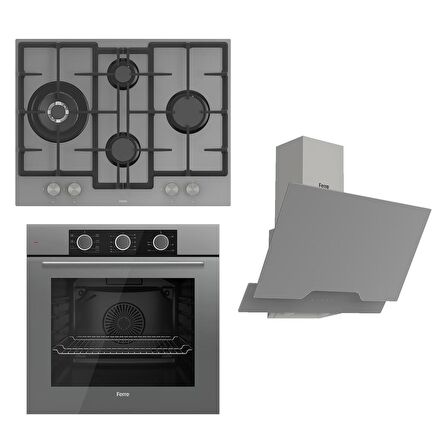 Ferre FLOWART BASIC Serisi Gri Ankastre Set (ED078+ XE62CPR + D065 )