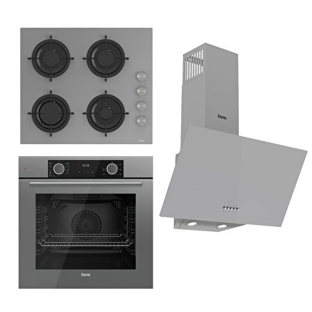 Ferre FRYART SS Serisi Gri Set (CS208 + XE63CPR +D088 ) - Emaye Izgara