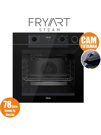 Ferre Steamart-Fryart-Sılentart Serisi Siyah Set (CS205-FA + QEP64CS +D077-SA ) - Emaye Izgara / Kademeli Musluk
