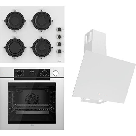 Ferre Steamart-Fryart-Sılentart Serisi Beyaz Set (CS206-FA + QEP64CB +D078-SA ) - Emaye Izgara