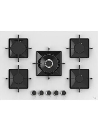 Ferre Steamart-Fryart-Sılentart Serisi Beyaz Set (SS036 + QEP64CB +D064-SA ) - Emaye Izgara - 75 cm Ocak