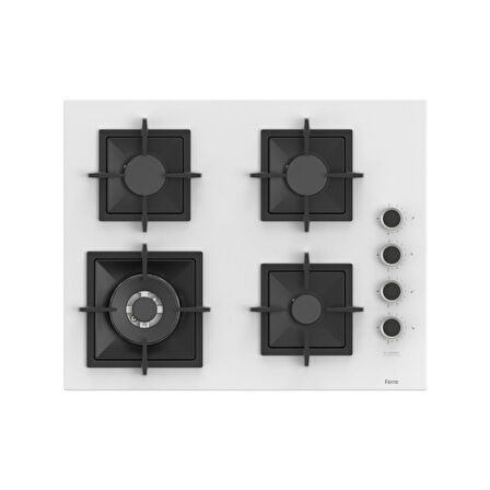 Ferre Fryart-Sılentart Serisi Beyaz Set (SC406-WFA + QEP63CB +D078-SA) - Döküm Izgara / 65 cm Ocak