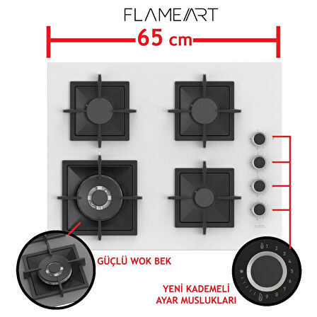 Ferre Fryart Serisi Beyaz Set (SC406-WFA + QEP63CB +D078) - Döküm Izgara / 65 cm Ocak