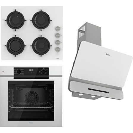 Ferre Steamart-Fryart-Sılentart Serisi Beyaz Set (CS206 + QEP63CB +D081-SA) - Emaye Izgara